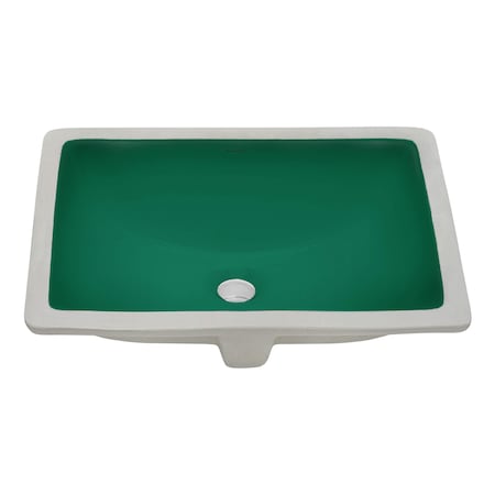 Ruvati 17x12 in. Undermount Bathroom Vanity Sink Emerald Green Rectangular Porcelain Ceramic with Overflow RVB0718EG